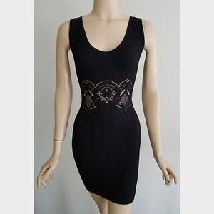 Free People Ribbed Seamless Black Bodycon Dress